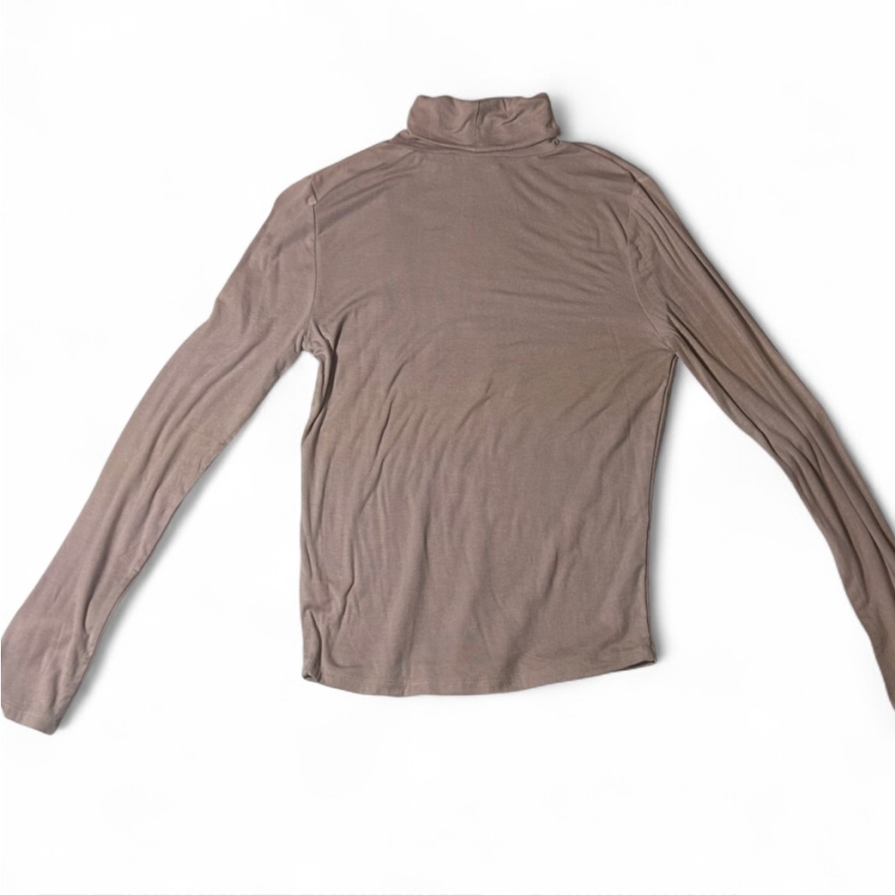 Double Zero Long Sleeve Turtleneck Top - Brown